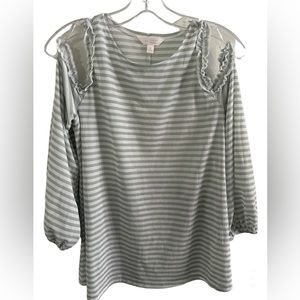 LC Lauren Conrad off the shoulder long sleeve top Size small Light green stripes